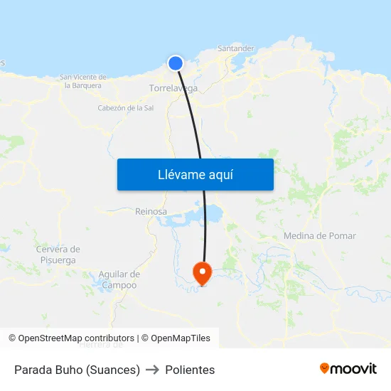 Parada Buho (Suances) to Polientes map