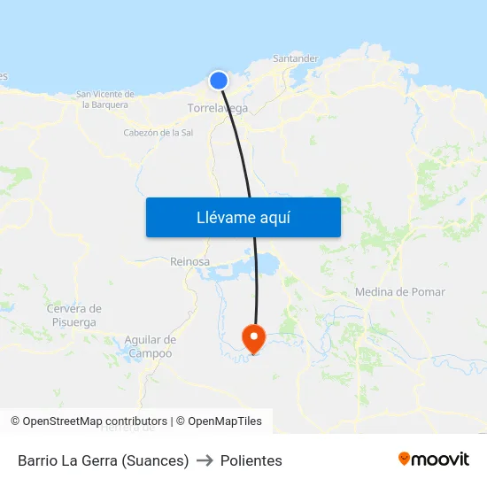 Barrio La Gerra (Suances) to Polientes map
