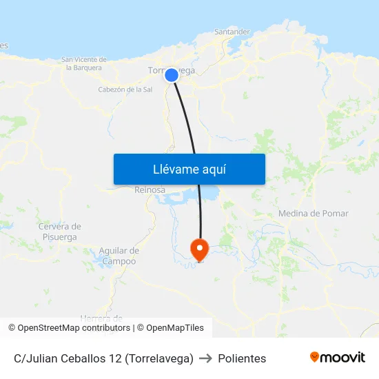 C/Julian Ceballos 12 (Torrelavega) to Polientes map