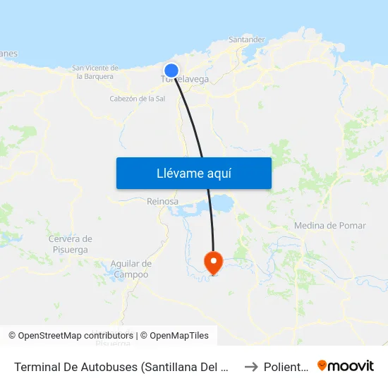 Terminal De Autobuses (Santillana Del Mar) to Polientes map