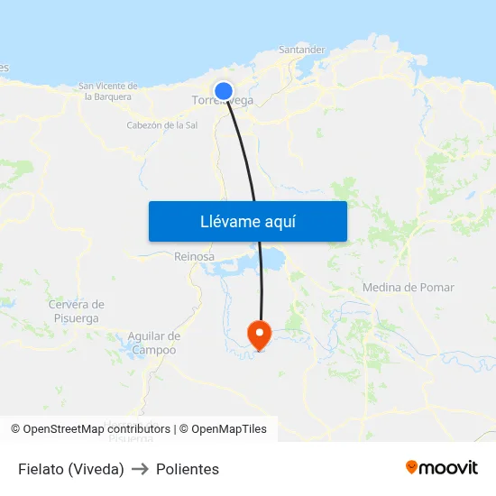 Fielato (Viveda) to Polientes map