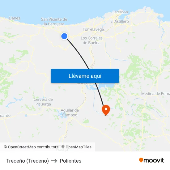 Treceño (Treceno) to Polientes map