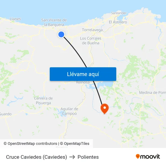 Cruce Caviedes (Caviedes) to Polientes map