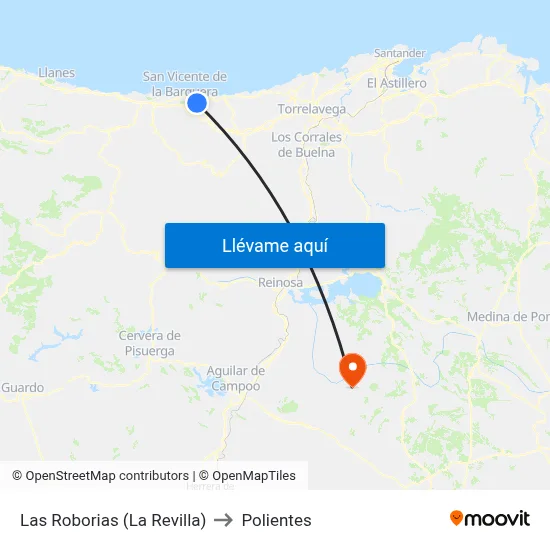 Las Roborias (La Revilla) to Polientes map