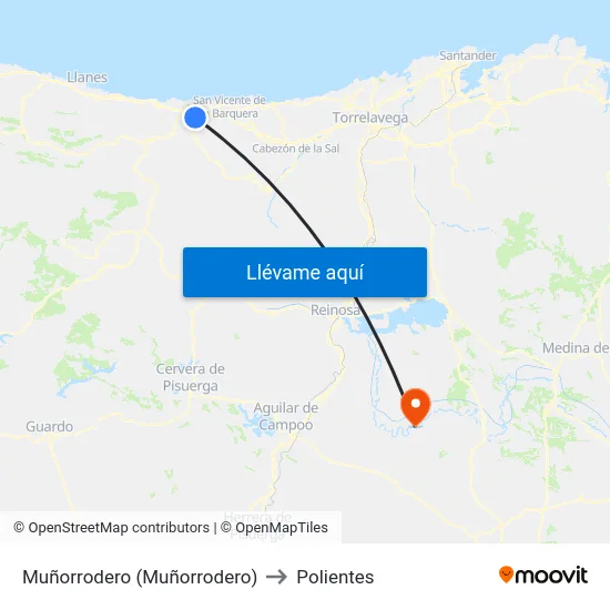 Muñorrodero (Muñorrodero) to Polientes map