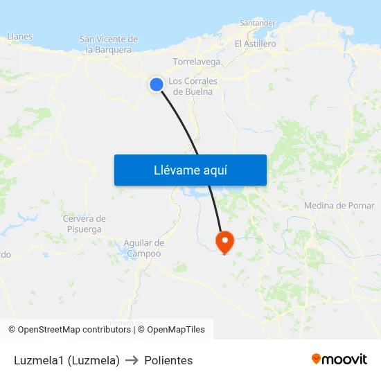 Luzmela1 (Luzmela) to Polientes map