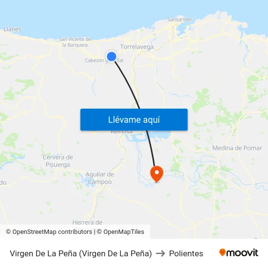 Virgen De La Peña (Virgen De  La Peña) to Polientes map