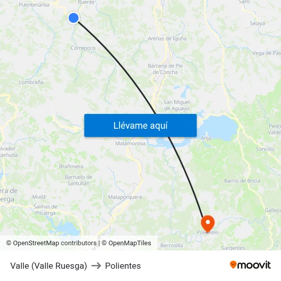 Valle (Valle Ruesga) to Polientes map