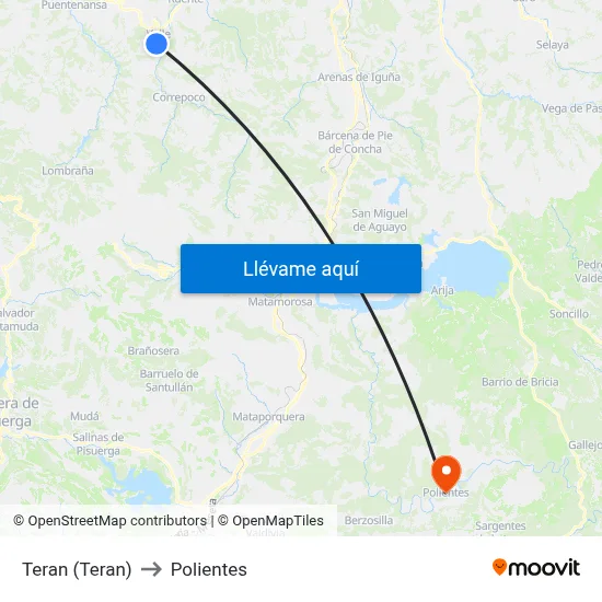Teran (Teran) to Polientes map