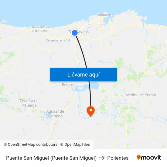 Puente San Miguel (Puente San Miguel) to Polientes map