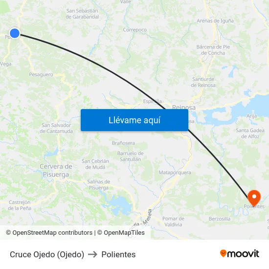 Cruce Ojedo (Ojedo) to Polientes map