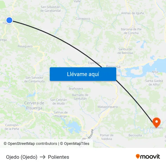 Ojedo (Ojedo) to Polientes map