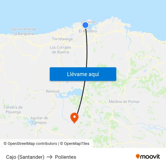 Cajo (Santander) to Polientes map