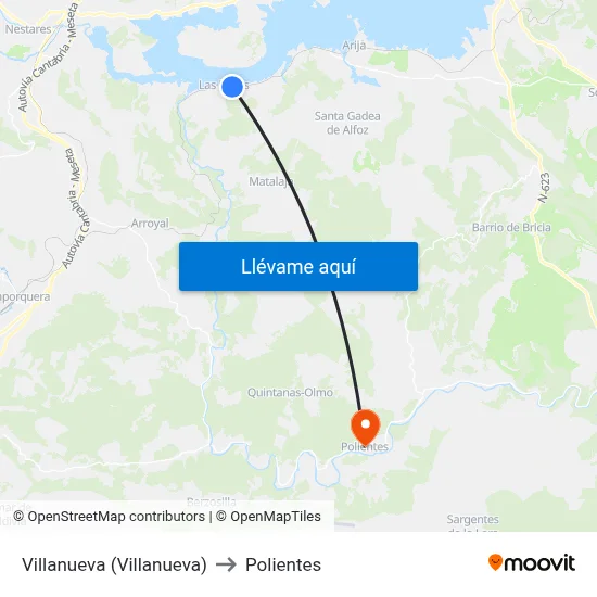 Villanueva (Villanueva) to Polientes map