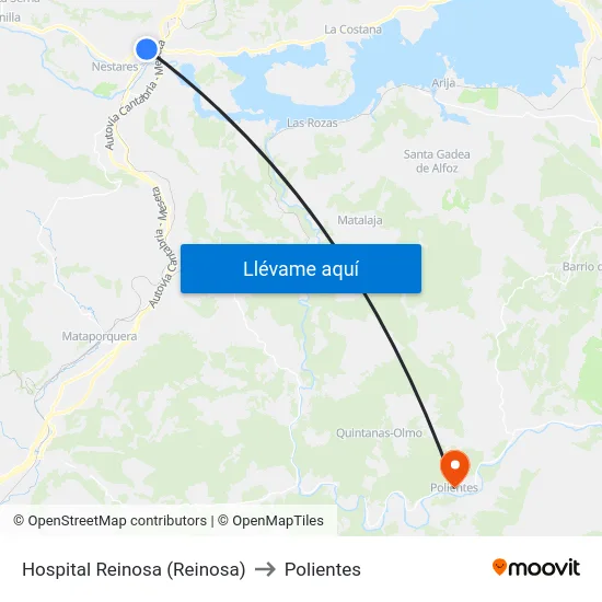 Hospital Reinosa (Reinosa) to Polientes map