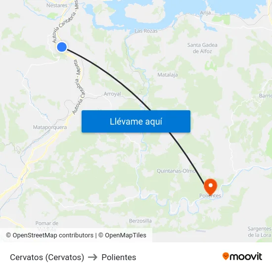 Cervatos (Cervatos) to Polientes map