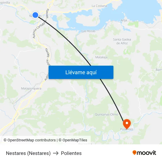 Nestares (Nestares) to Polientes map