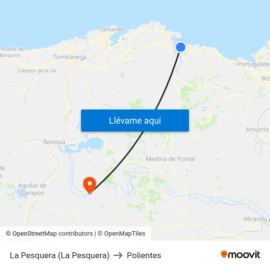 La Pesquera (La Pesquera) to Polientes map