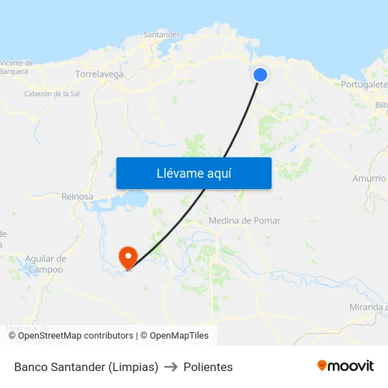 Banco Santander (Limpias) to Polientes map