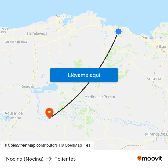 Nocina (Nocina) to Polientes map