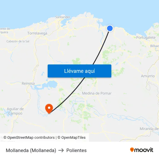 Mollaneda (Mollaneda) to Polientes map