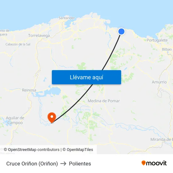 Cruce Oriñon (Oriñon) to Polientes map