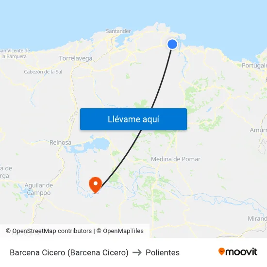 Barcena Cicero (Barcena Cicero) to Polientes map