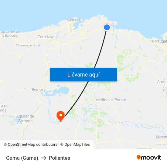 Gama (Gama) to Polientes map