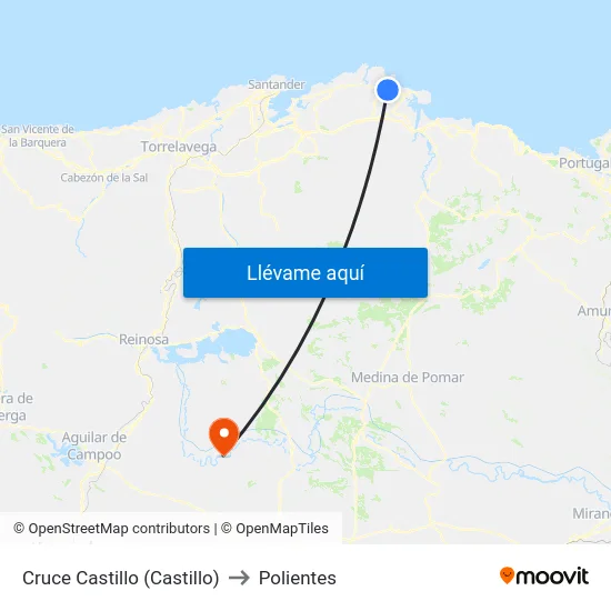 Cruce Castillo (Castillo) to Polientes map