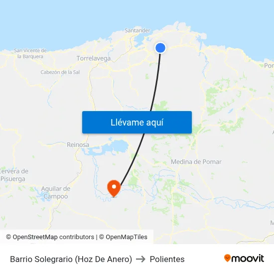 Barrio Solegrario (Hoz De Anero) to Polientes map