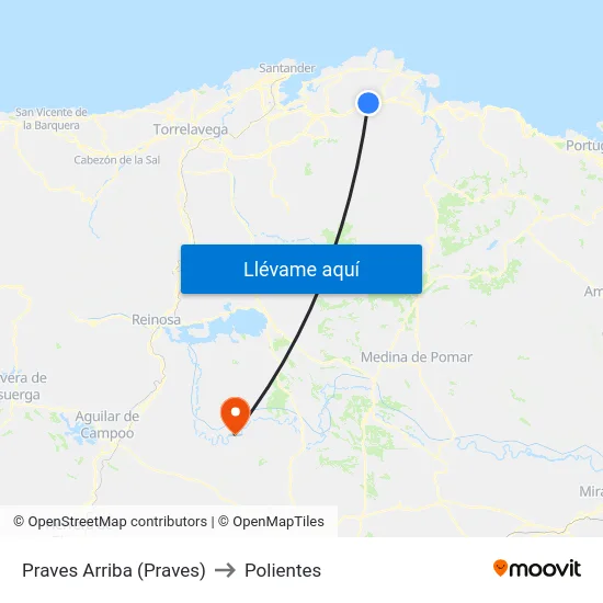 Praves Arriba (Praves) to Polientes map