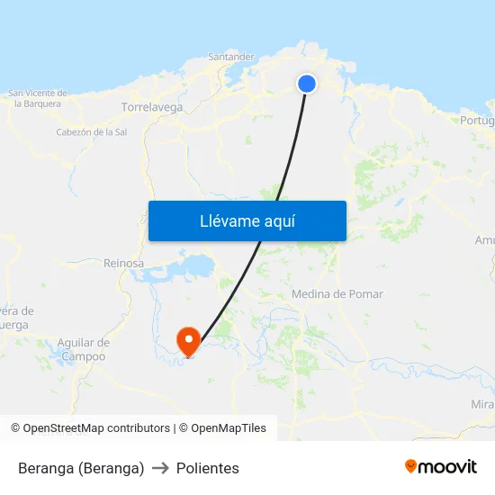 Beranga (Beranga) to Polientes map