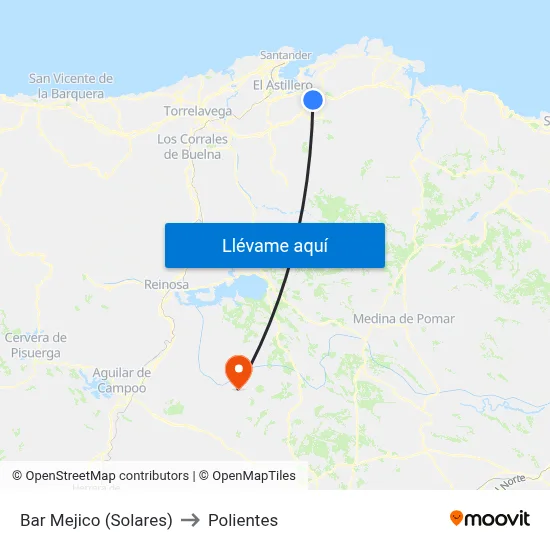 Bar Mejico (Solares) to Polientes map