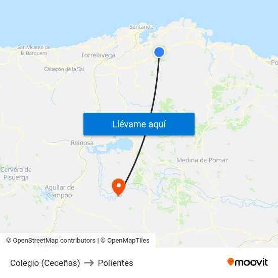 Colegio (Ceceñas) to Polientes map