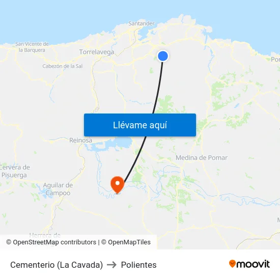 Cementerio (La Cavada) to Polientes map