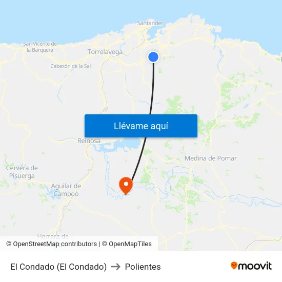 El Condado (El Condado) to Polientes map