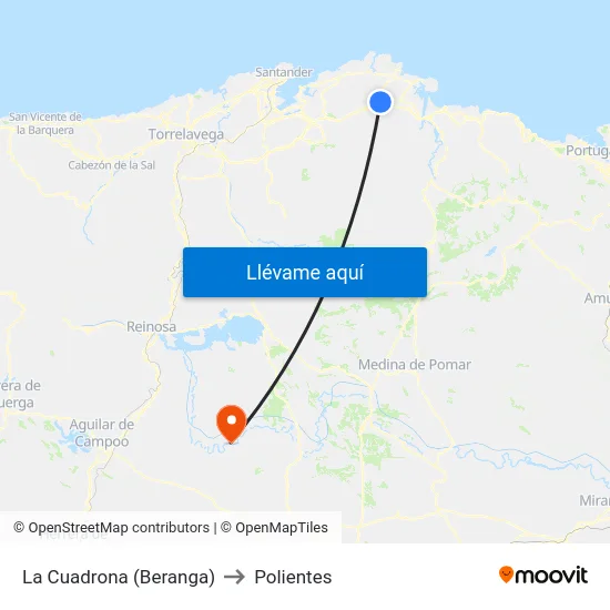 La Cuadrona (Beranga) to Polientes map