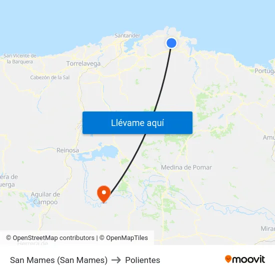San Mames (San Mames) to Polientes map
