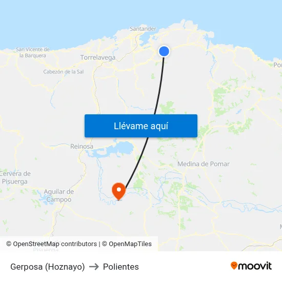 Gerposa (Hoznayo) to Polientes map