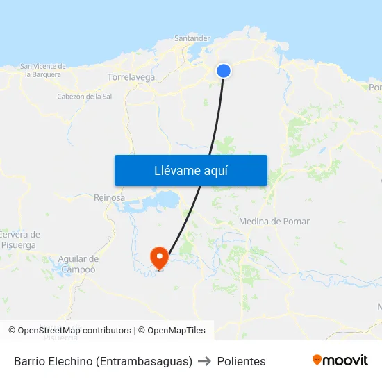 Barrio Elechino (Entrambasaguas) to Polientes map