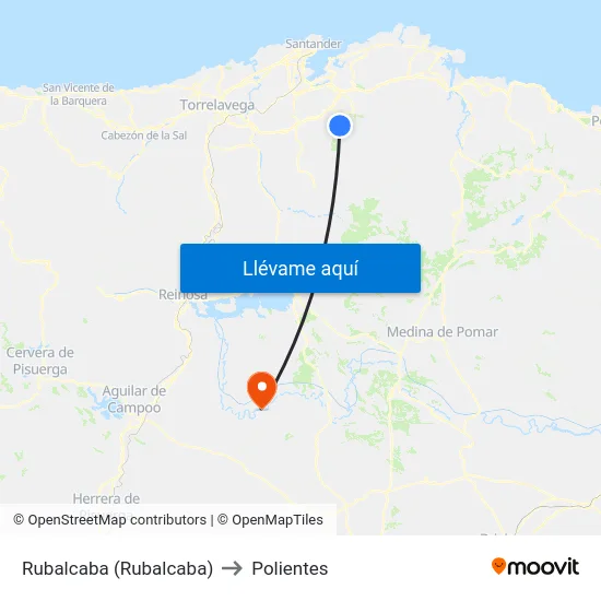 Rubalcaba (Rubalcaba) to Polientes map