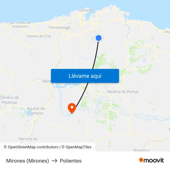 Mirones (Mirones) to Polientes map
