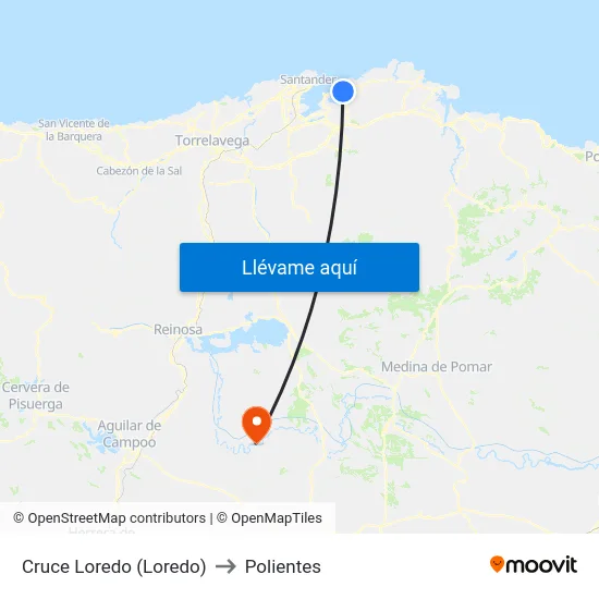 Cruce Loredo (Loredo) to Polientes map
