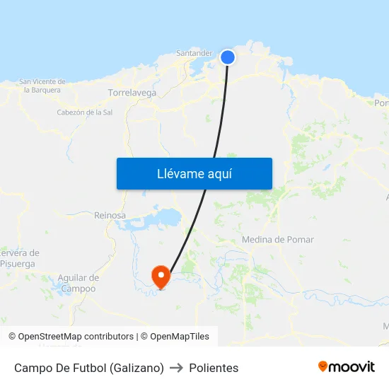 Campo De Futbol (Galizano) to Polientes map