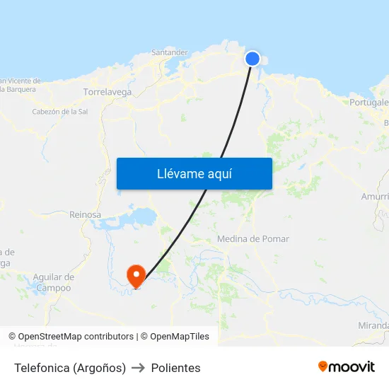 Telefonica (Argoños) to Polientes map