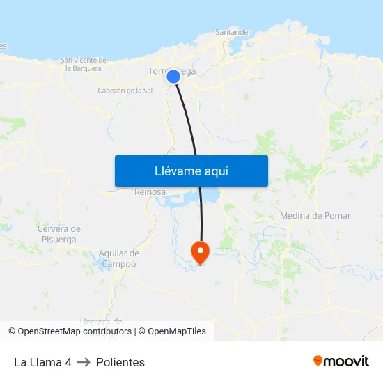 La Llama 4 to Polientes map