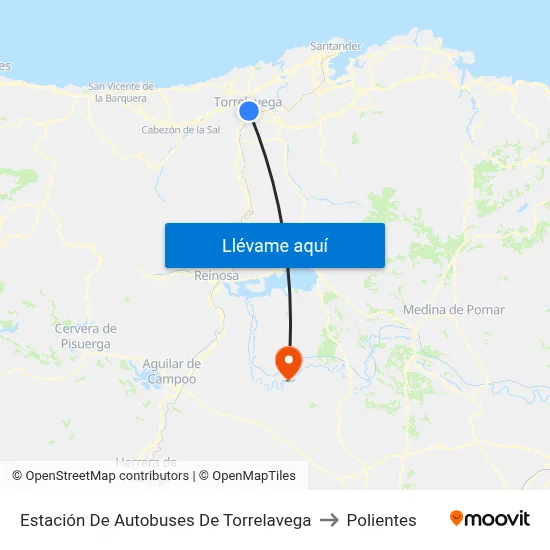 Estación De Autobuses De Torrelavega to Polientes map
