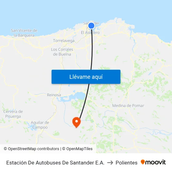 Estación De Autobuses De Santander E.A. to Polientes map