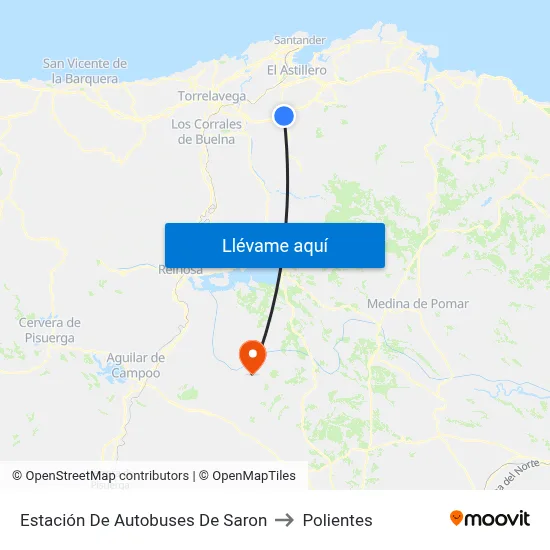 Estación De Autobuses De Saron to Polientes map