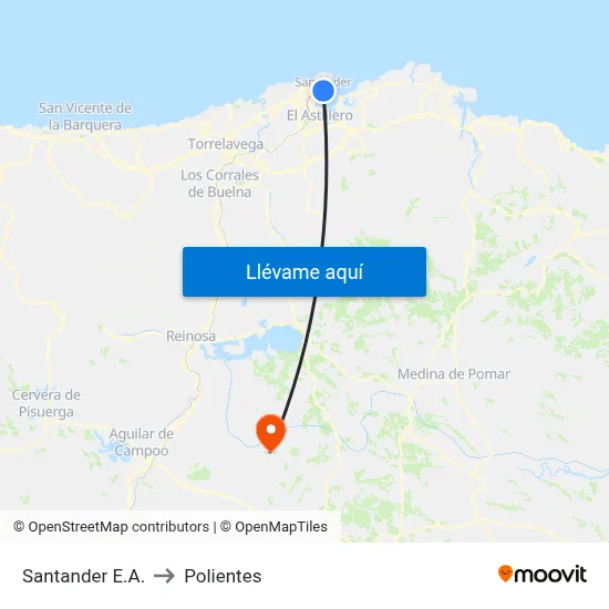 Santander E.A. to Polientes map